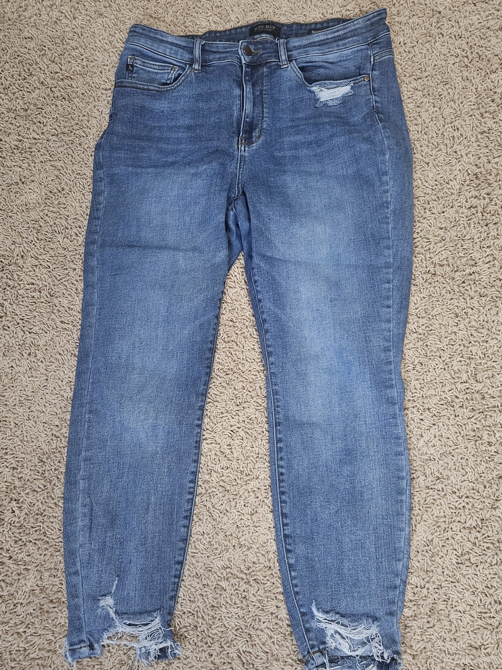 Judy Blue Medium Blue Distressed Skinny Jeans